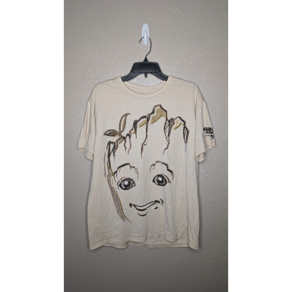 Disney Marvel Adult XLarge Beige Groot Face T Shirt